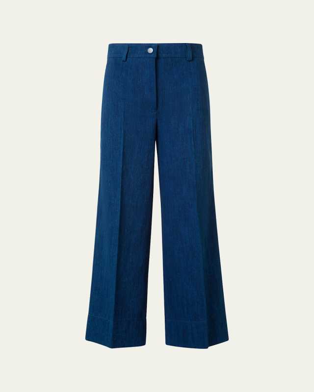 Signature Dot Application Denim Wide Leg Pants